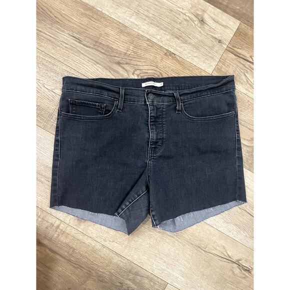 Levi's 311 Shaping Skinny Black Raw Hem Shorts Size 33 - Picture 5 of 5